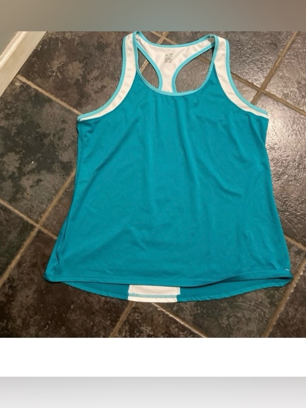 Champion Duo Dry Teal Racerback Tank with Breathable White Trim Women’s Size XXL